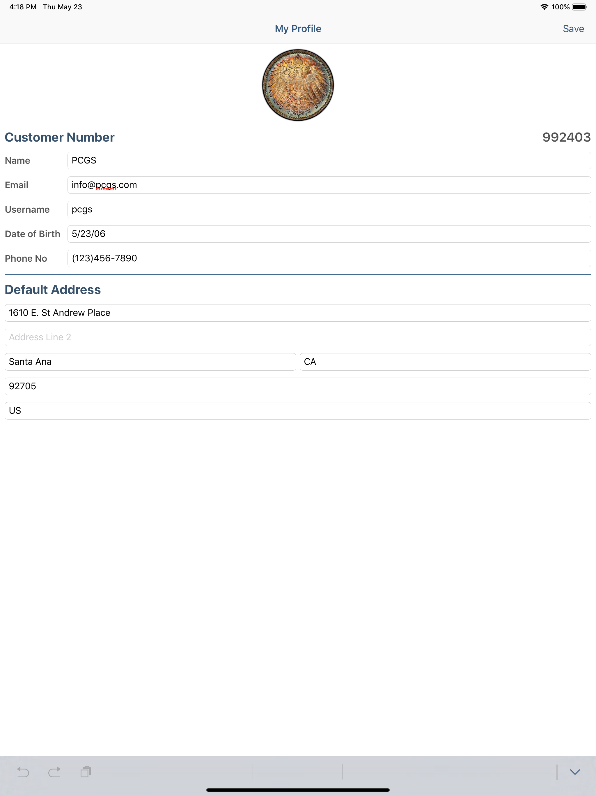 PCGS My Account