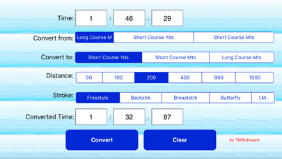 Swimming Time Conversion Tool Screenshot