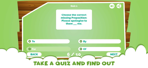 Learning Prepositions Quiz App screenshot 2