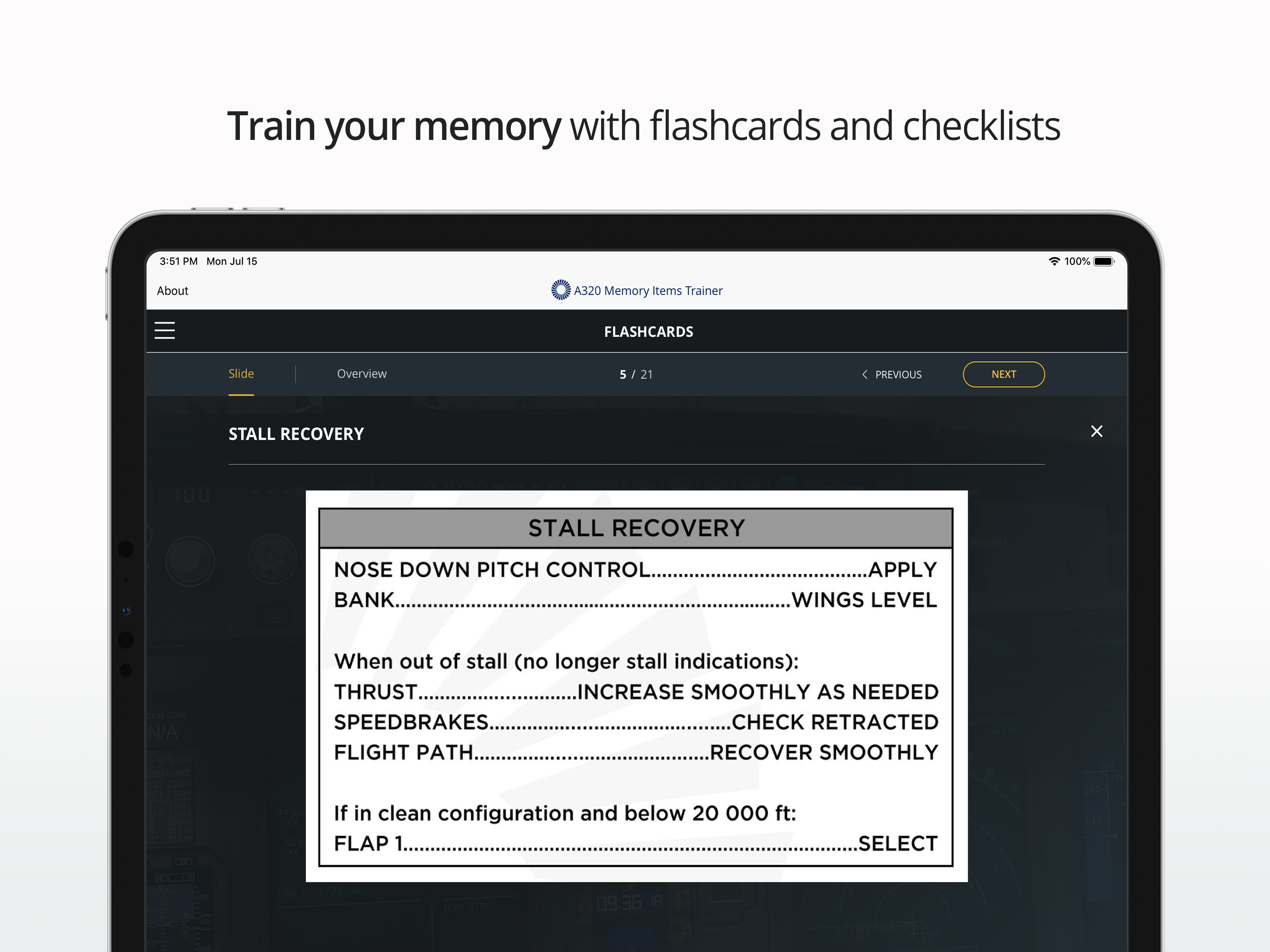 A320 Memory Items Trainer