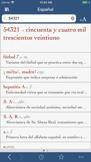 Captura de pantalla de Gran Diccionario Vox en iPhone 3