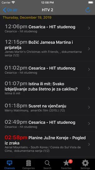Capture d'écran de Croatian TV+ sur iPhone 2