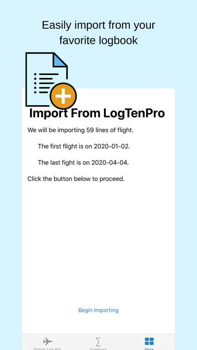 SimplyLog – Pilot Logbook iPhone screenshot