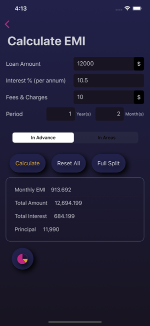 Calc for EMI: calculate loan