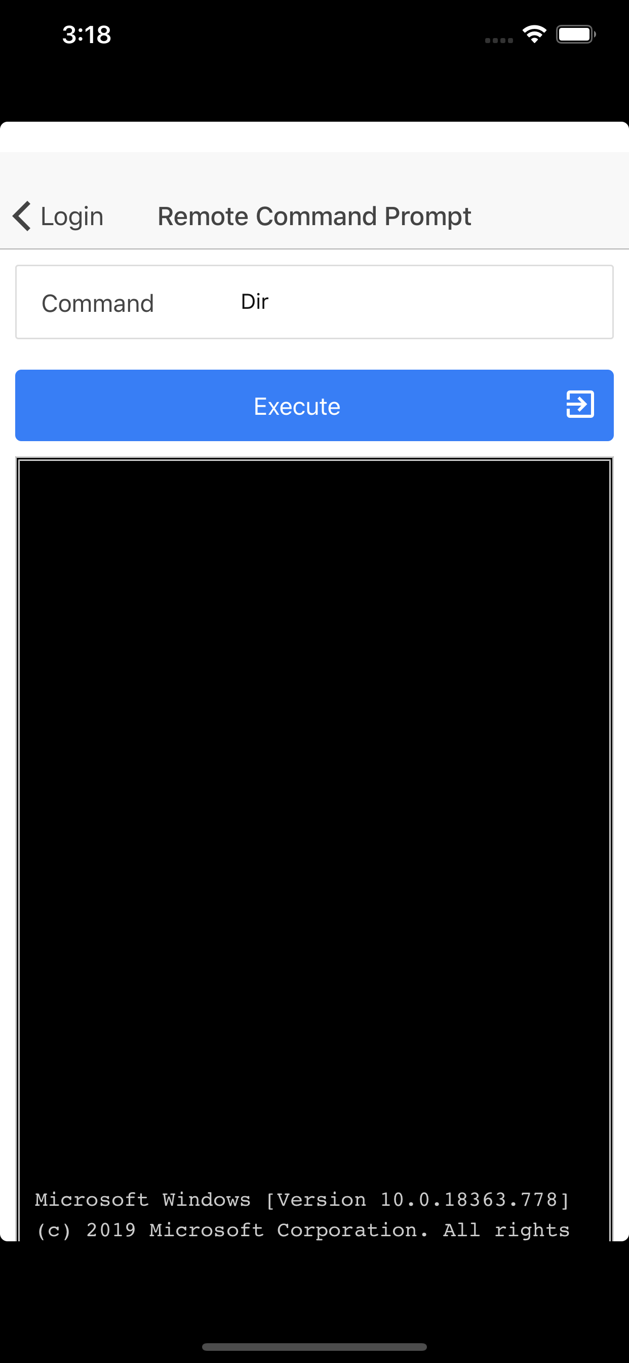 Remote command prompt screenshot 2