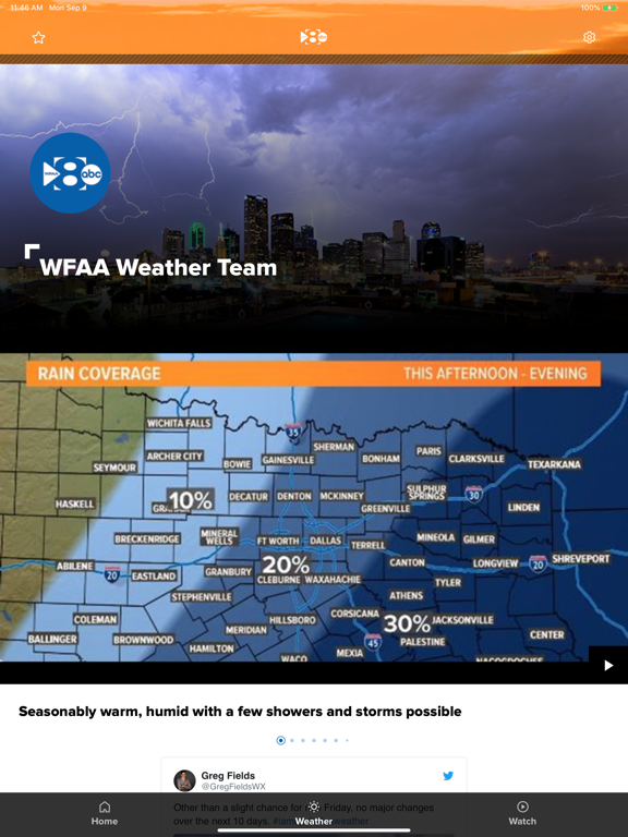 iPad Image of Dallas News from WFAA