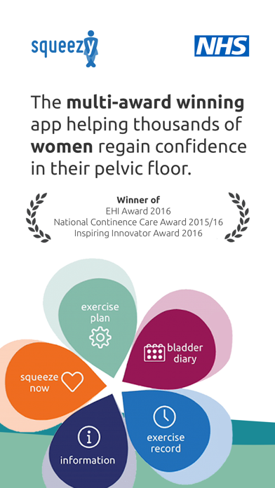 Squeezy NHS Pelvic Floor App iphone images