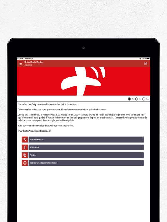 Swiss Digital Radios iPad screenshot 5 - Music app