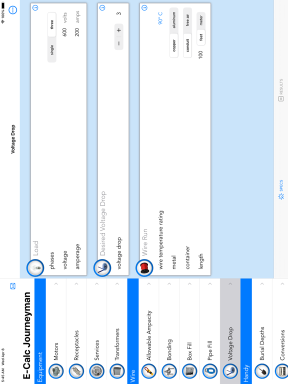 E-Calc Journeyman 2021 iPad screenshot
