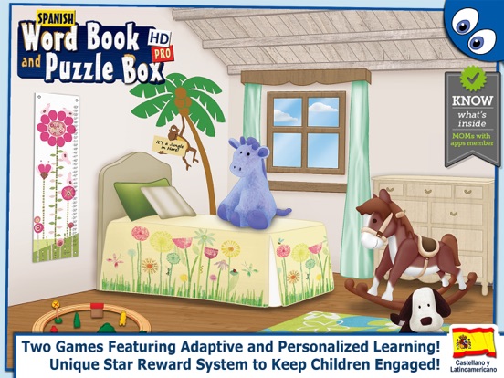 Spanish First Words Book and Kids Puzzles Box Pro Kids Favorite Learning Games in an Interactive Playing Room screenshot 1