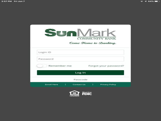 SunMark Community Bank iPad screenshot