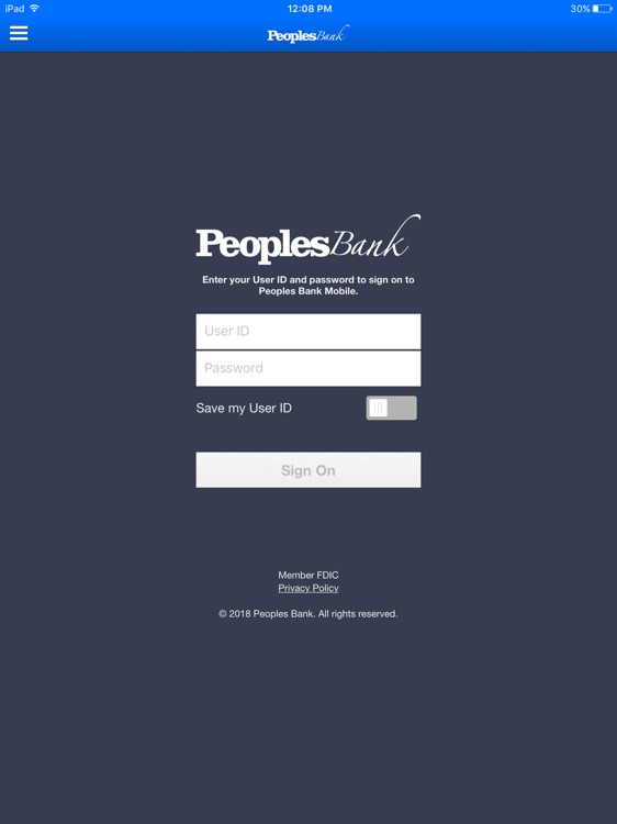 Peoples Bank Mobile for iPad screenshot-0