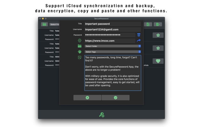 Screenshot #1 pour Secure Password- Private notes