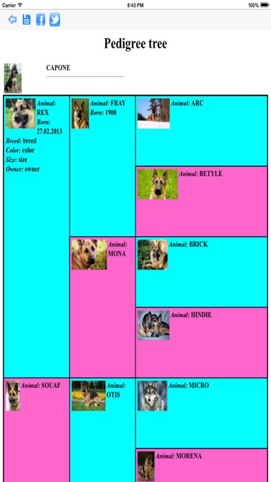Pedigree of the Animal Screenshot