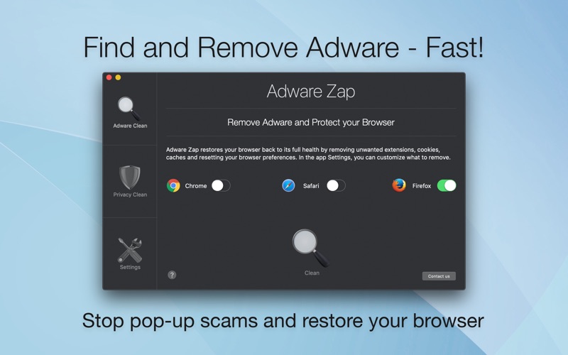 Screenshot #1 pour Adware Zap Browser Cleaner