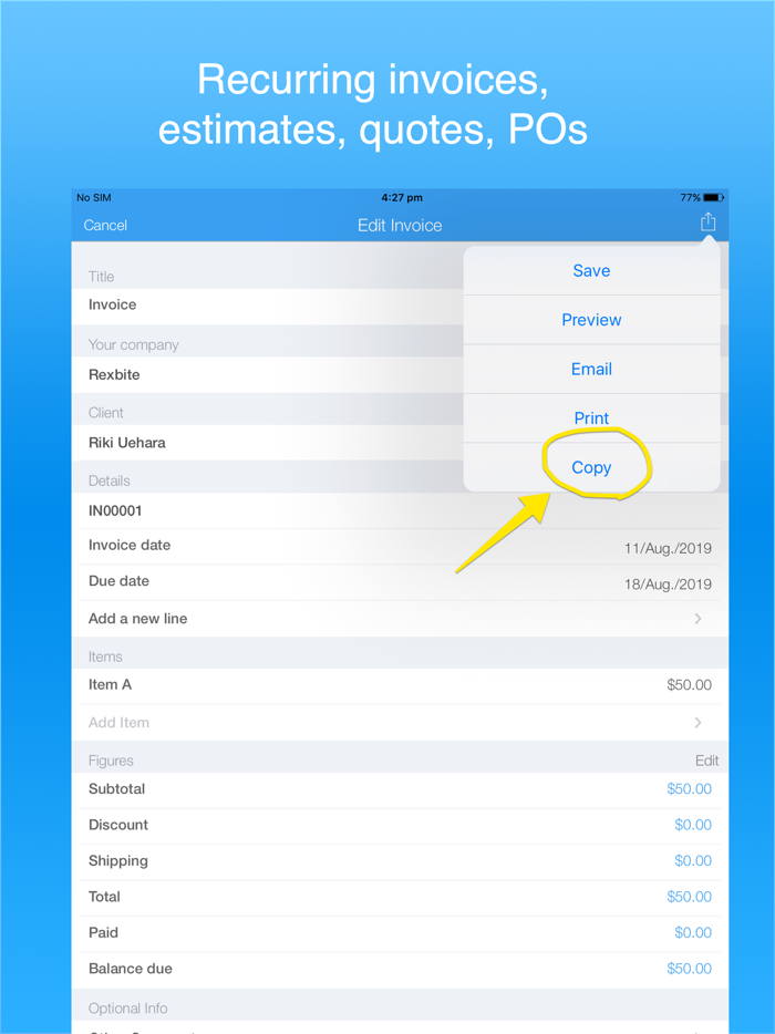 Recurring Invoices Invoice app