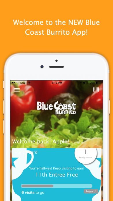 Blue Coast Burrito App Screenshot