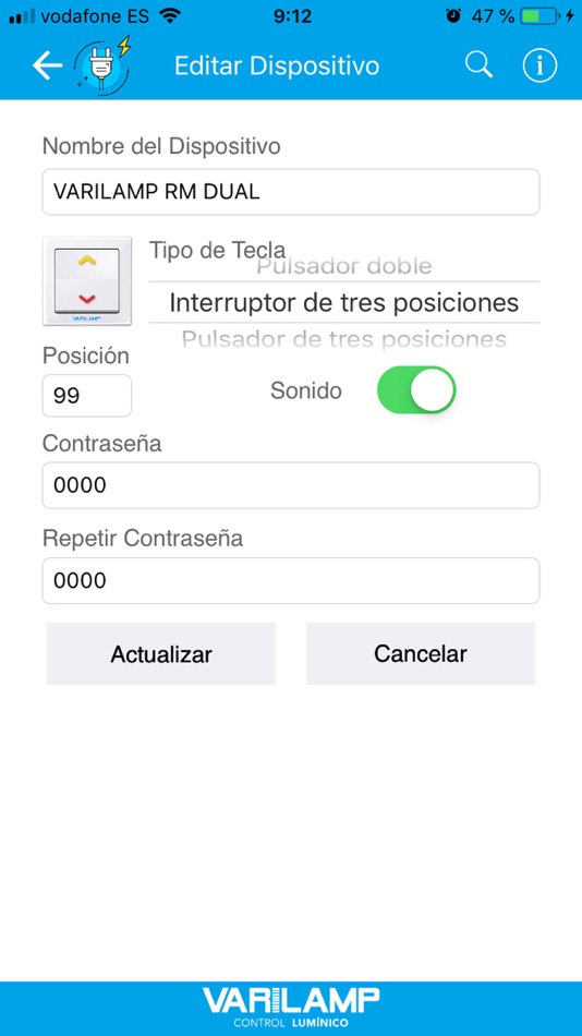 #7. RM Control Dual (iOS) Podle: VARILAMP SL