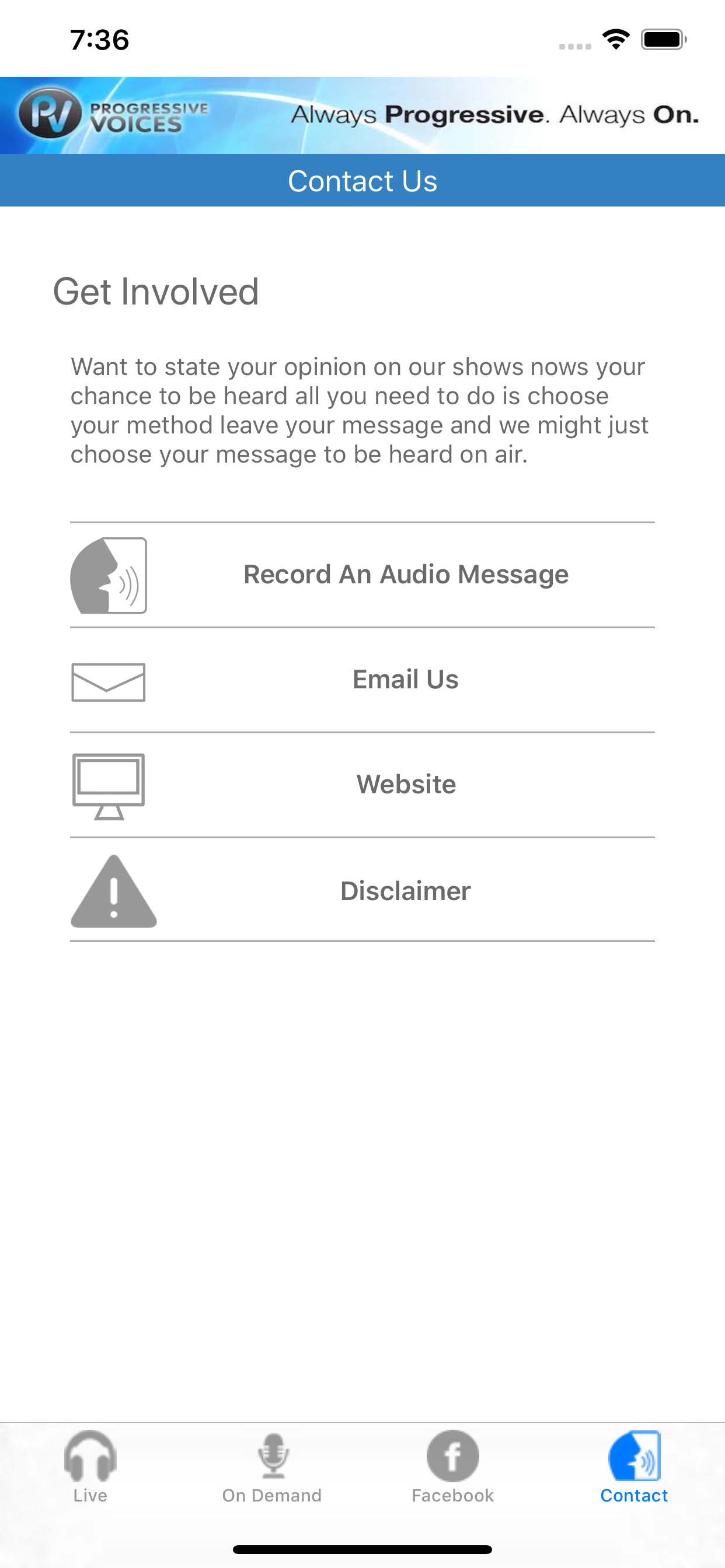 Progressive Voices App