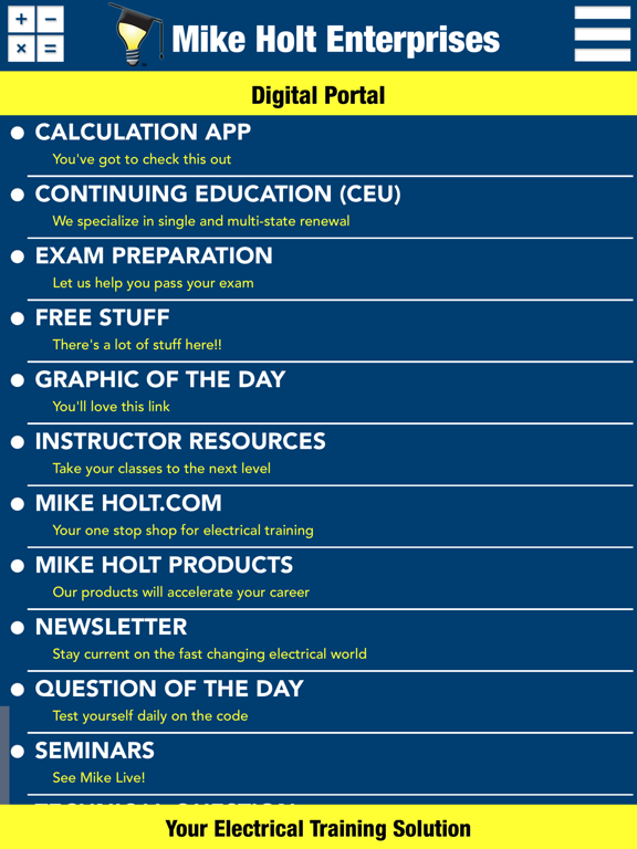 Mike Holt's Electrical Toolbox iPad screenshot 1 - Utilities app