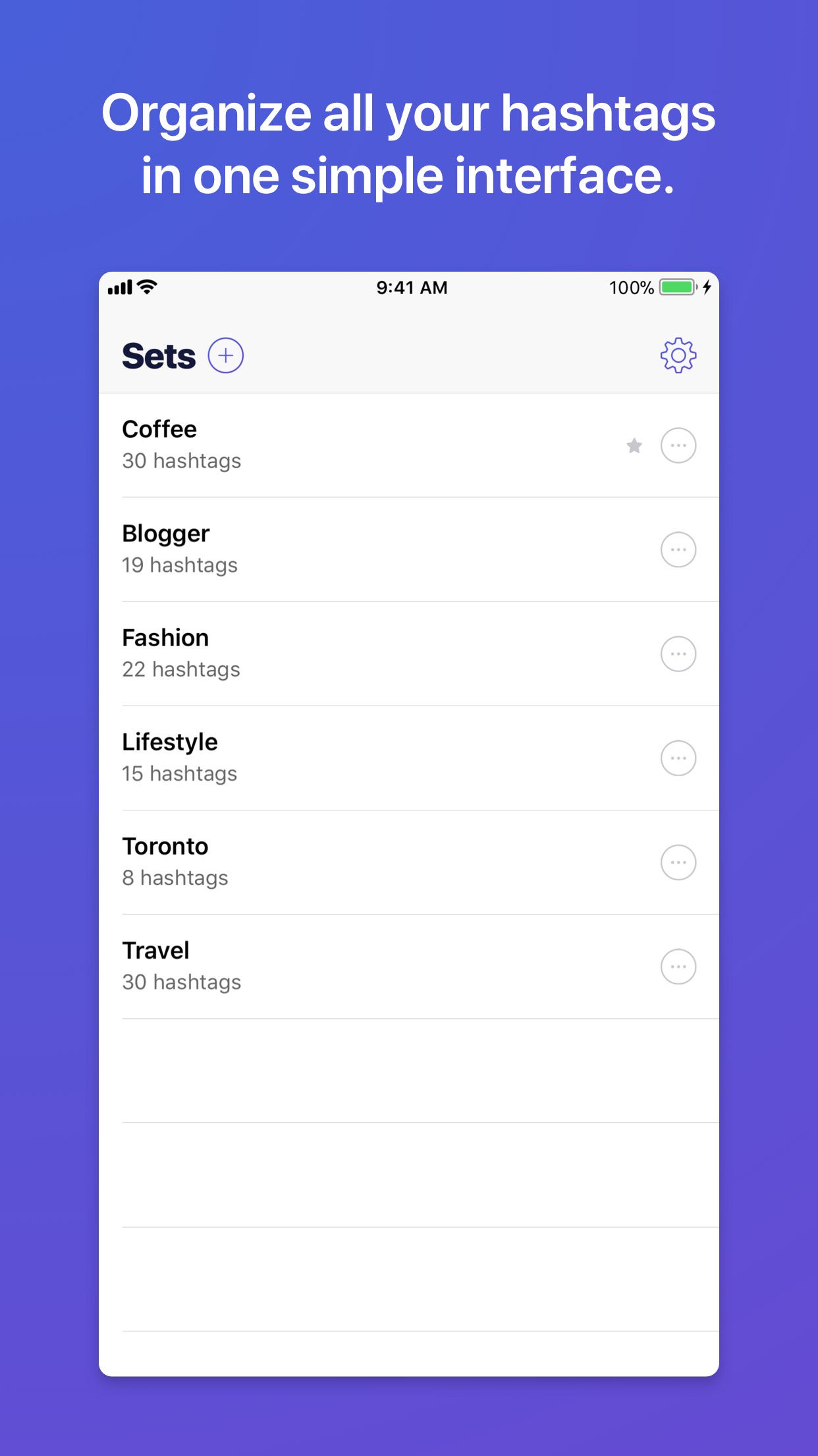 Screenshot do app Jetpack Hashtag Assistant