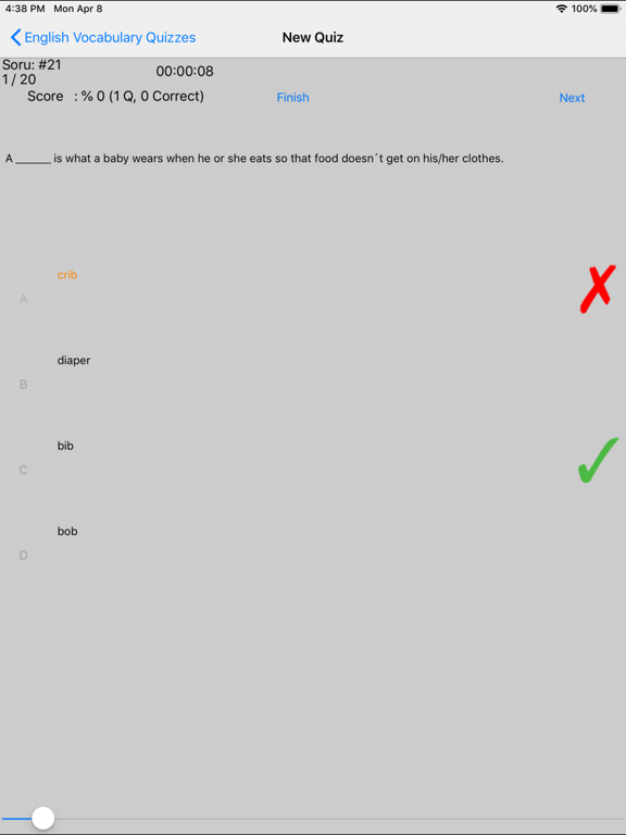 Screenshot #6 pour English Vocabulary Quizzes