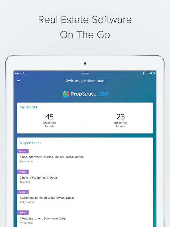 Propspace Real Estate CRM iPad screenshot 1 - Business app