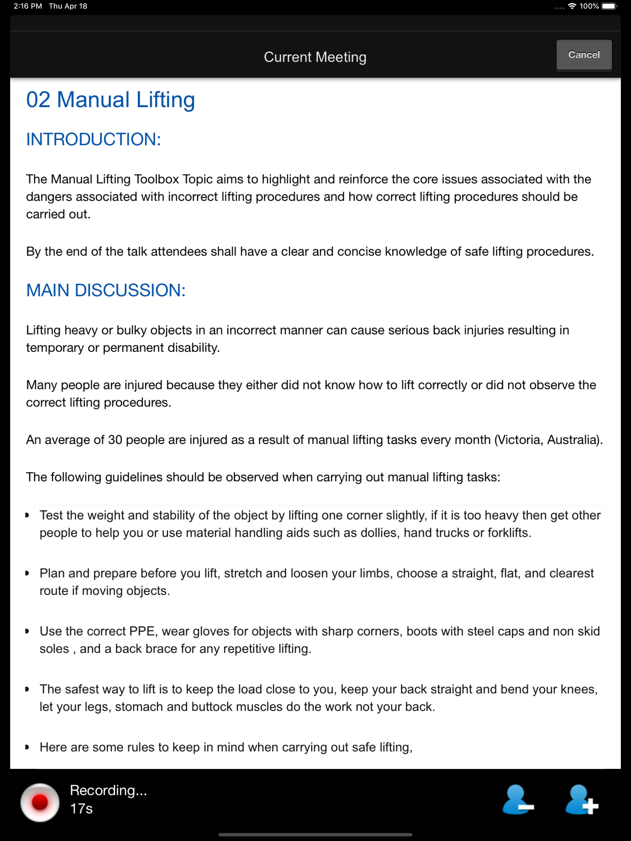 Toolbox Meetings