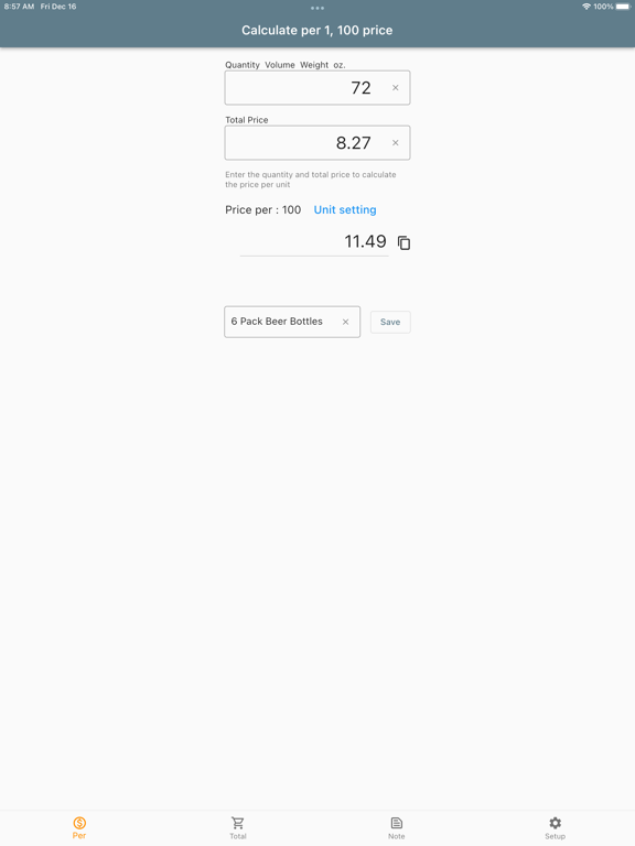 Price Per 100 Calculator