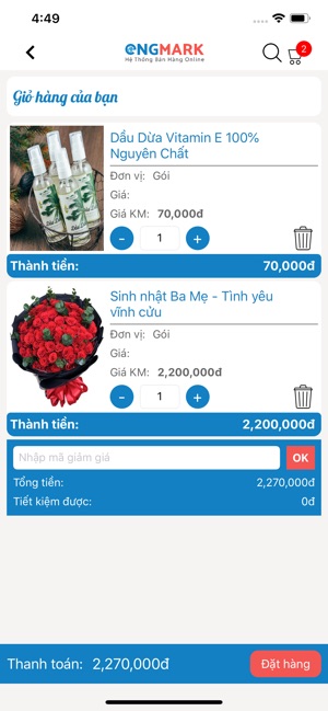 EngMark – App bán hàng online