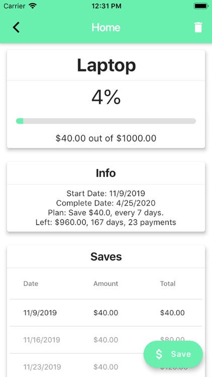 Saguaro - Savings Planner