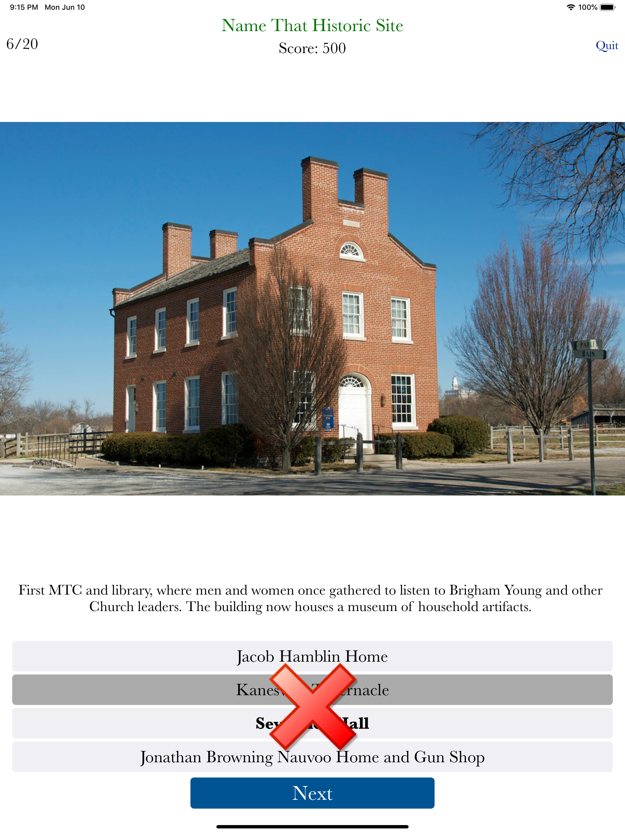 Holy Places Quiz Game