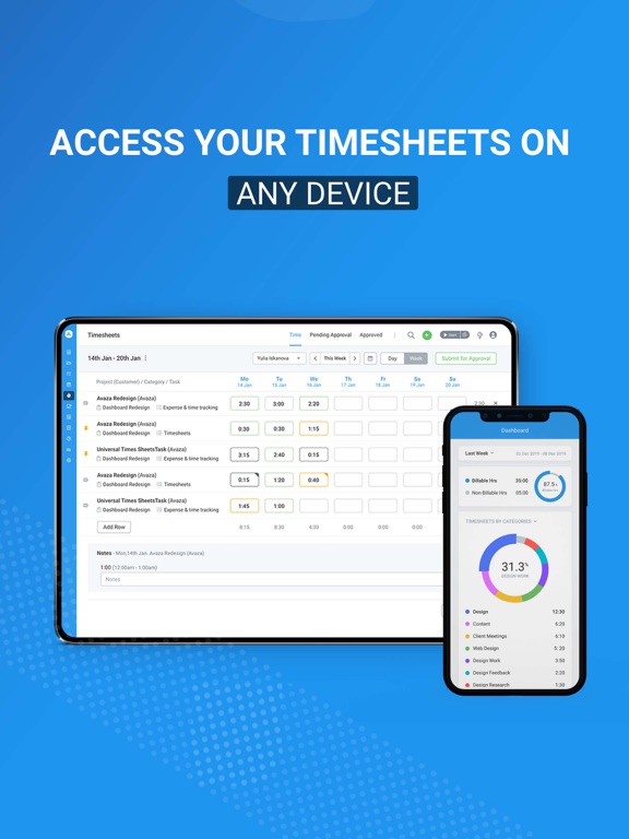 Avaza Timesheets iPad screenshot