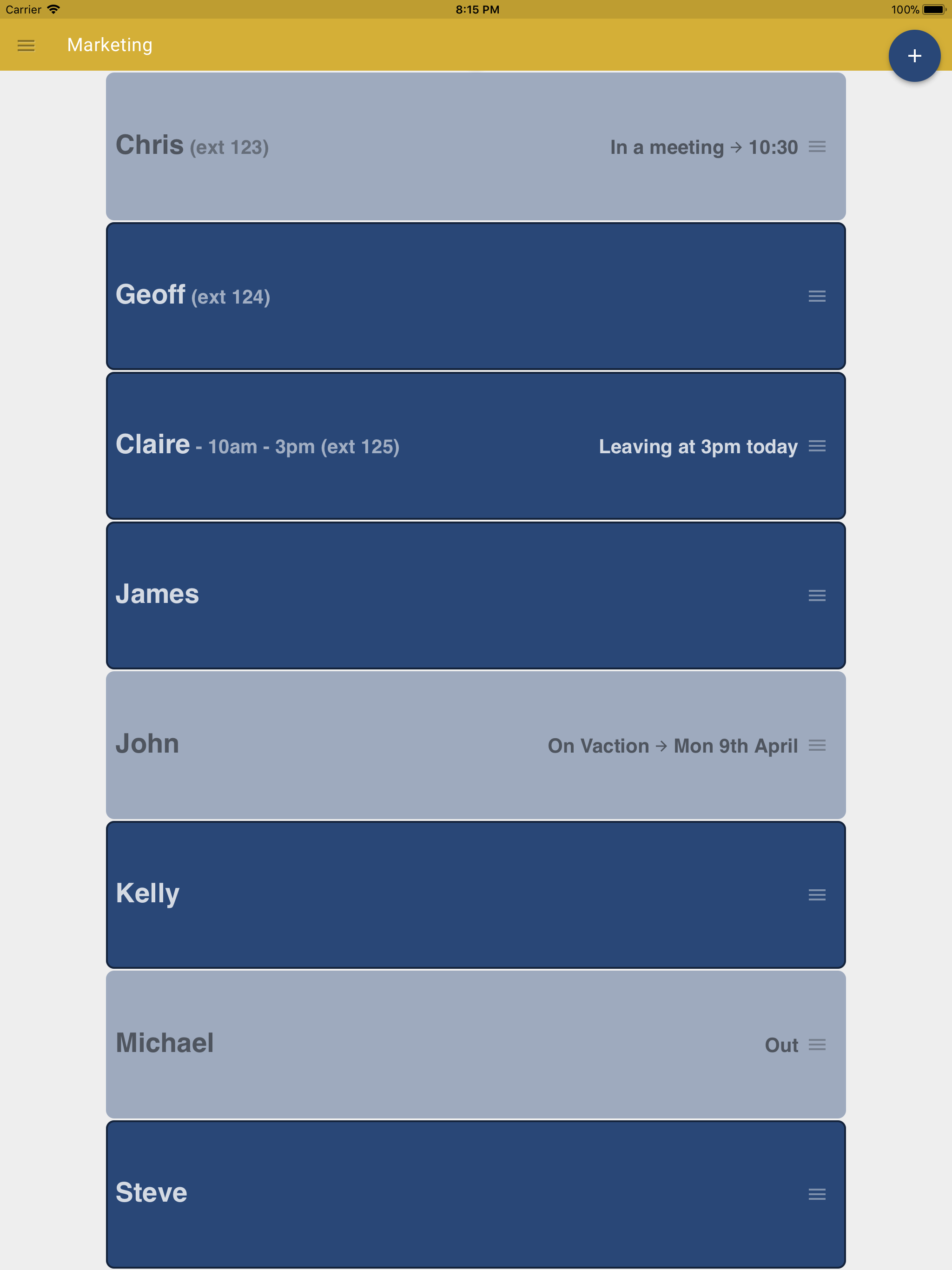 Virtual In/Out Board