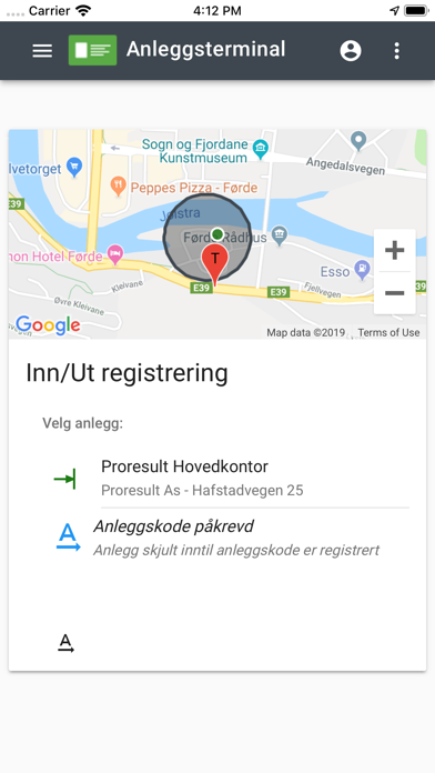 Anleggsterminal Screenshot