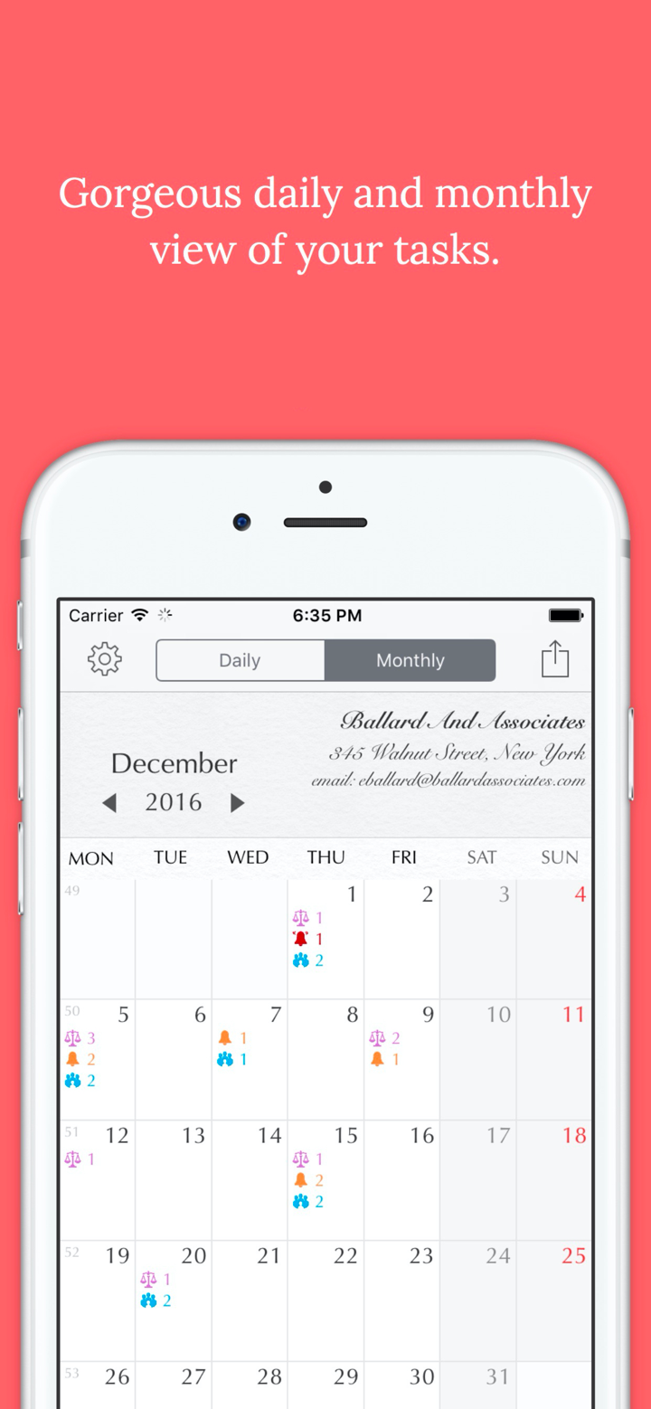 Lawyer's Planner for iPhone screenshot 2