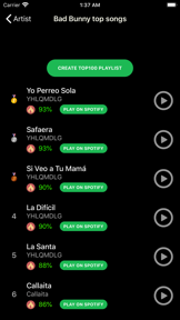 Top 100 for Spotify screenshot