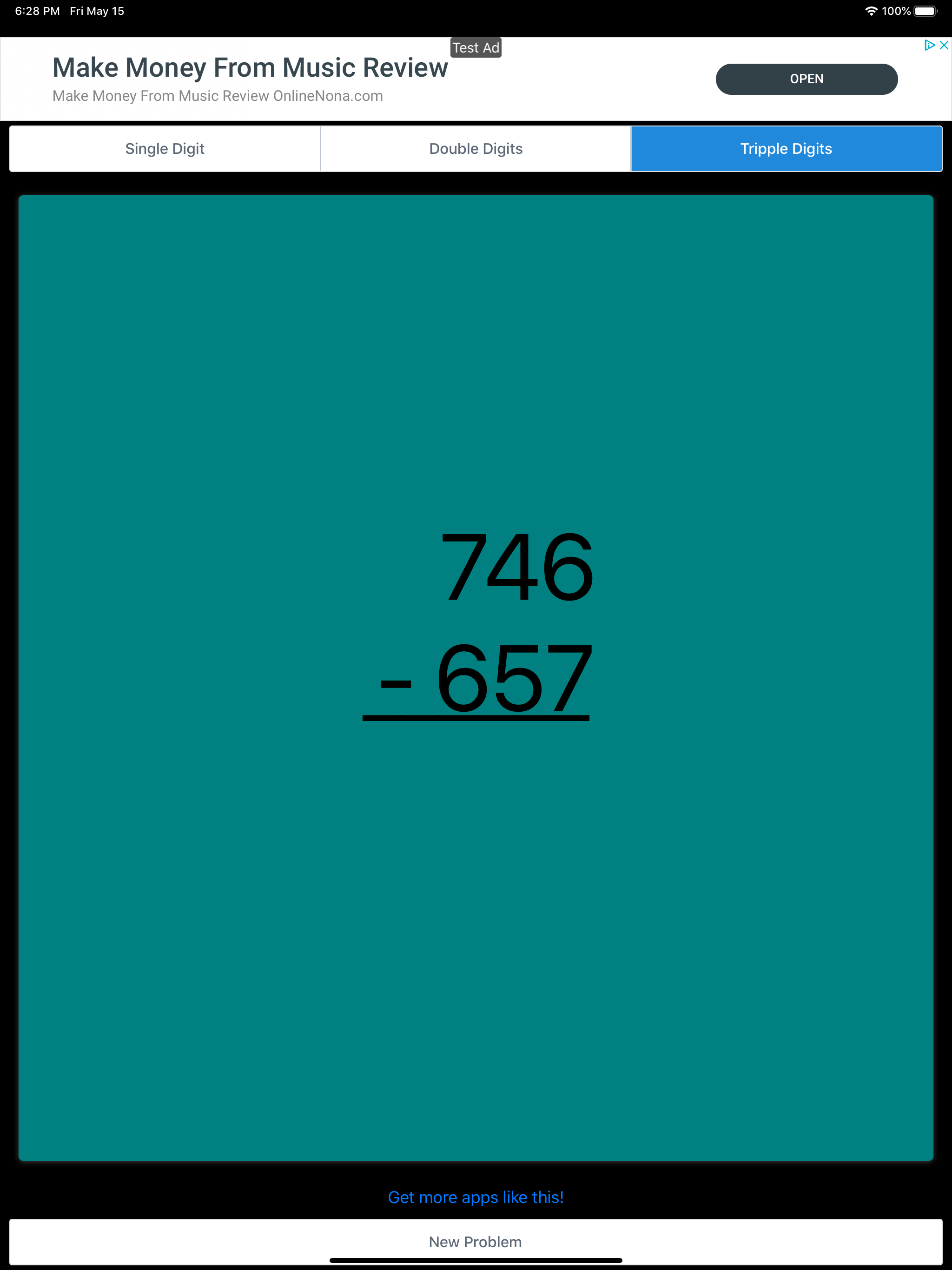 Subtraction Math Flashcards