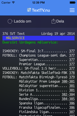 TextTV.nu - SVT Text TV - náhled