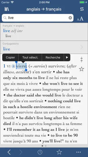 Capture d'écran de Le Robert & Collins Compact sur iPhone 4