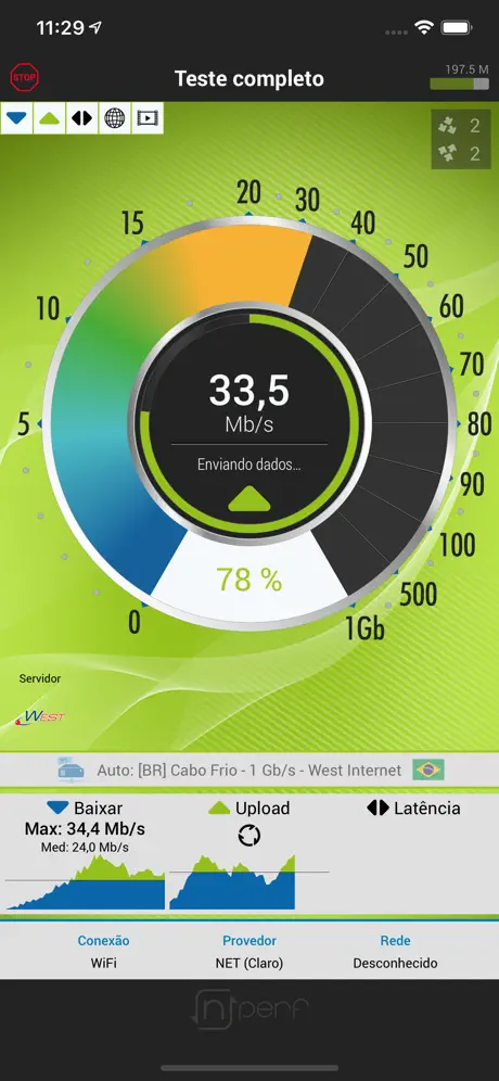 nPerf internet speed test