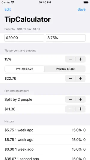 Tip Calc & Bill Splitter screenshot 1