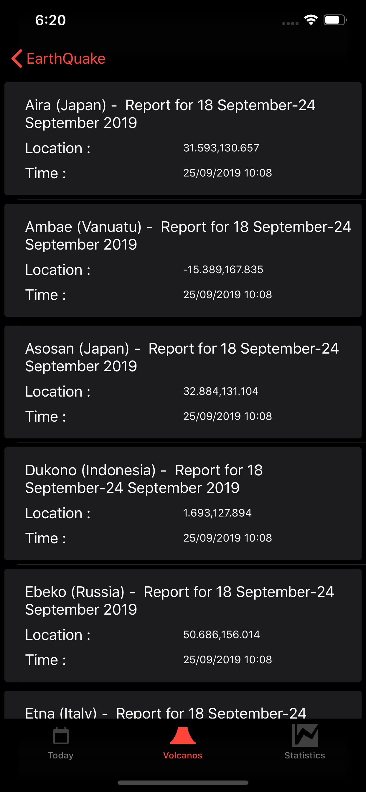 EarthQuakes Map & Volcanoes