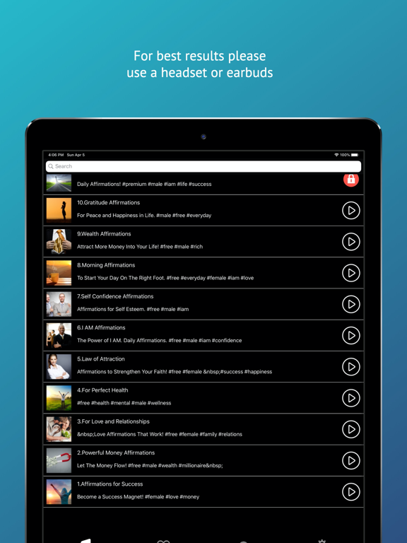 Affirmations Positive Thought iPad screenshot 4 - Health & Fitness app