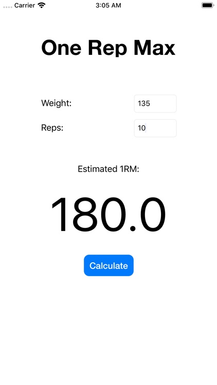 1RM Calculator - Simple