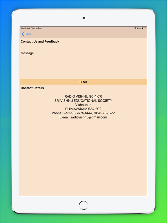Radio Vishnu iPad screenshot 4 - Music app