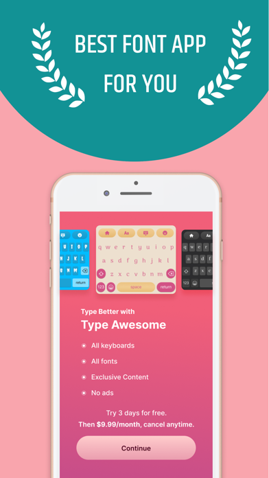 Screenshot #1 pour TypeAwesome - Fonts Keyboard
