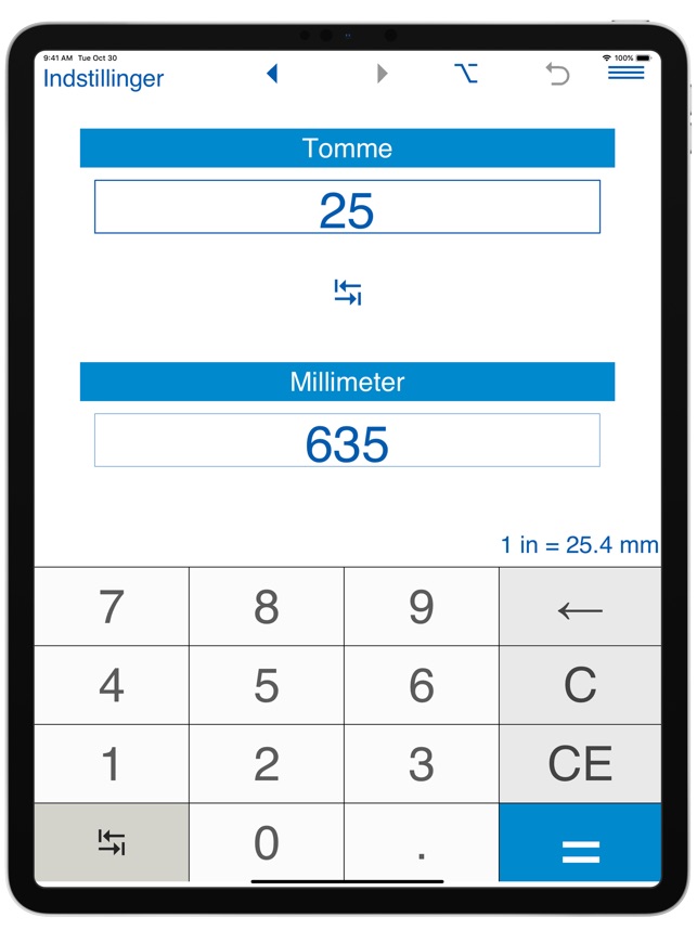 Tommer / Millimeter omregner App Store