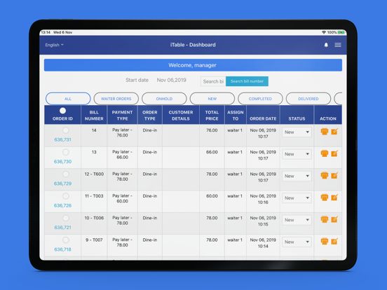 ITable iPad screenshot 4 - Food & Drink app