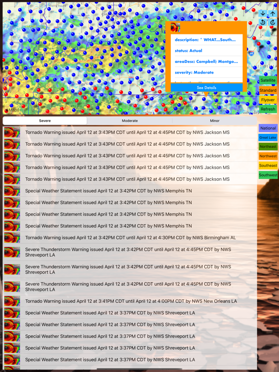 Instant NOAA Alerts 3D Lite iPad screenshot 5 - Weather app